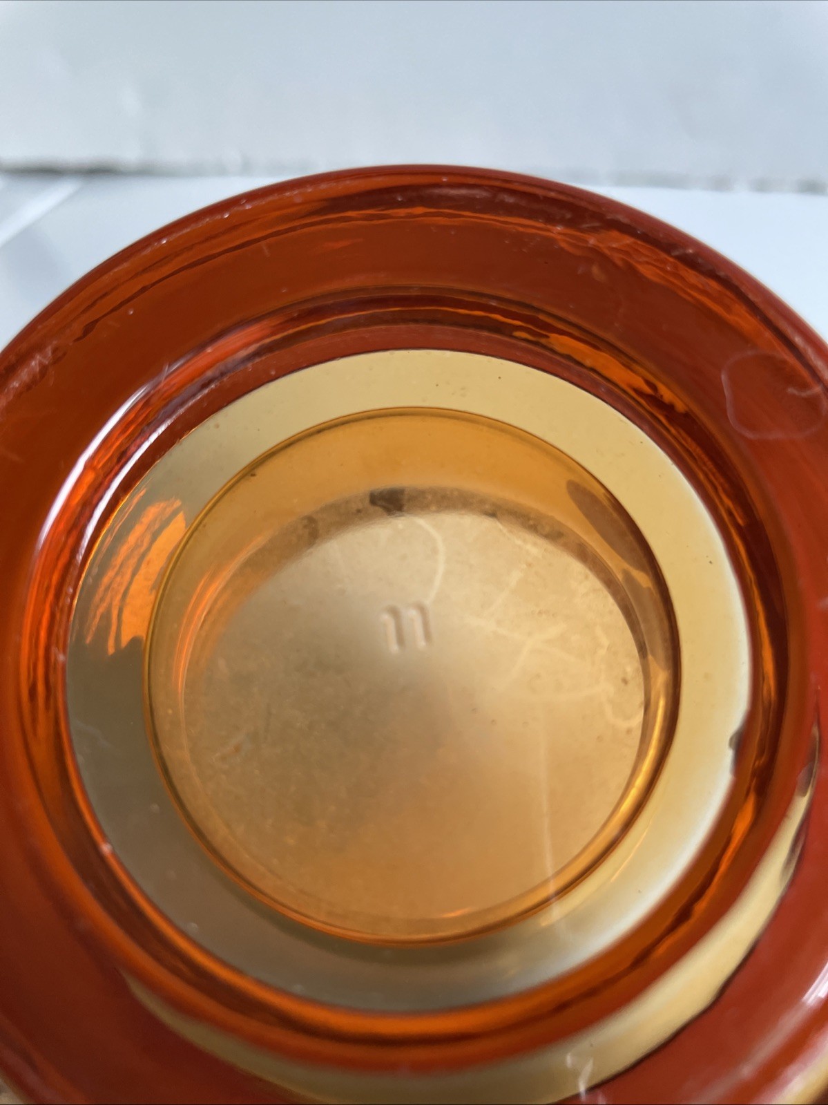 Iittala Kivi Marimekko? Votive Heavy Orange Glass 2.25” Tall X 3.25”