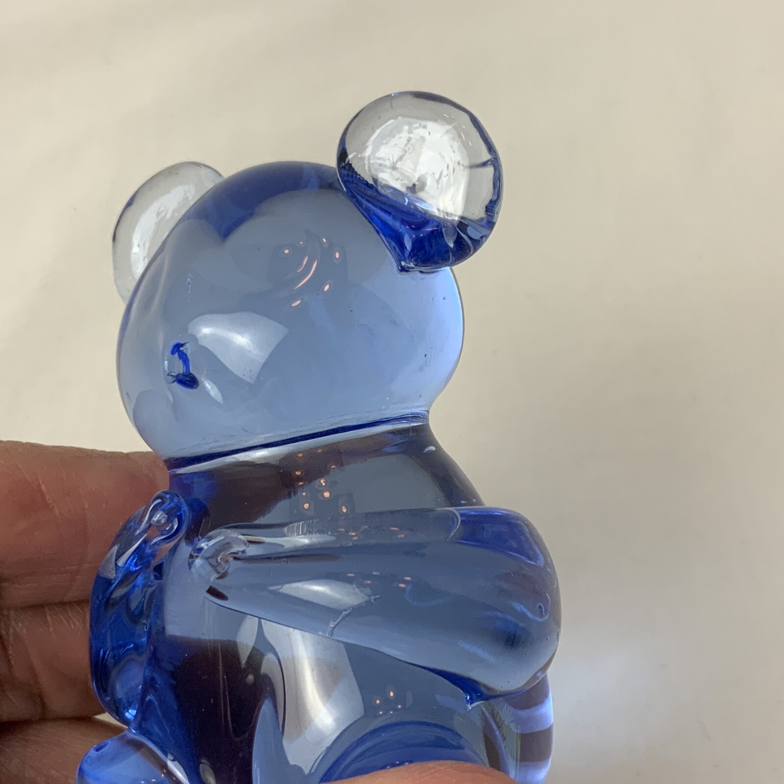 VTG Blown Glass Blue Bear Figurine United States Commemorative Fine Arts Gallery