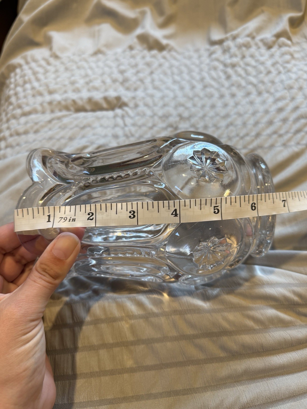 Adams & Company Palace Moon & Stars Clear Glass Celery Vase EAPG Vintage Antique