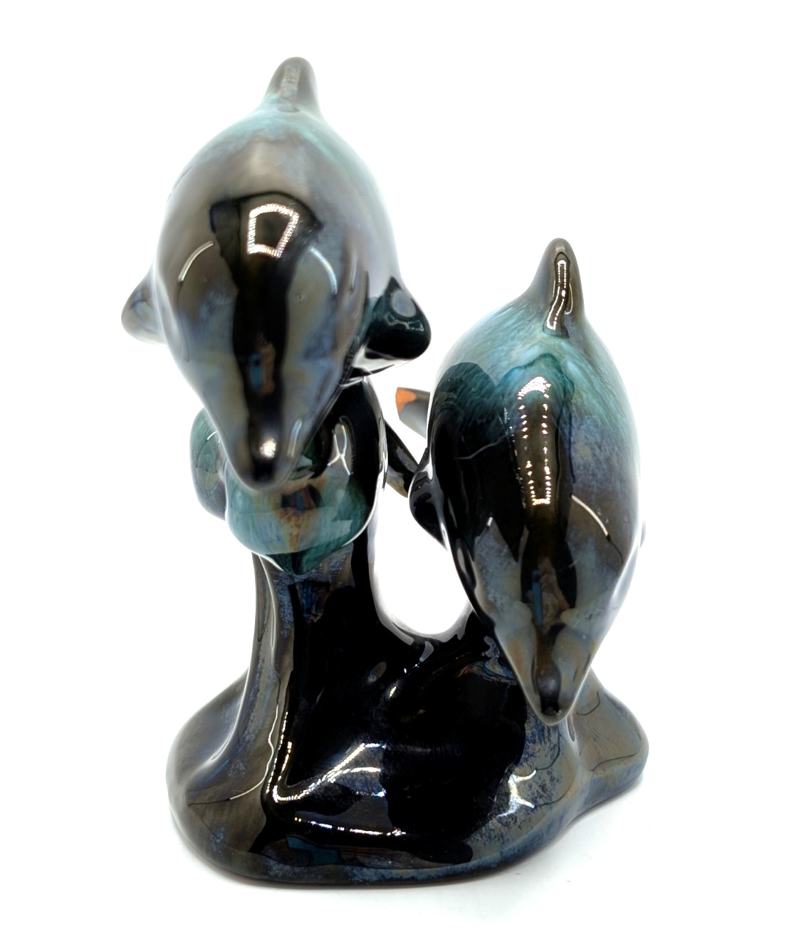Blue Mountain Pottery Dolphins Jumping Through Waves SOLD AS IS Ocean Nature