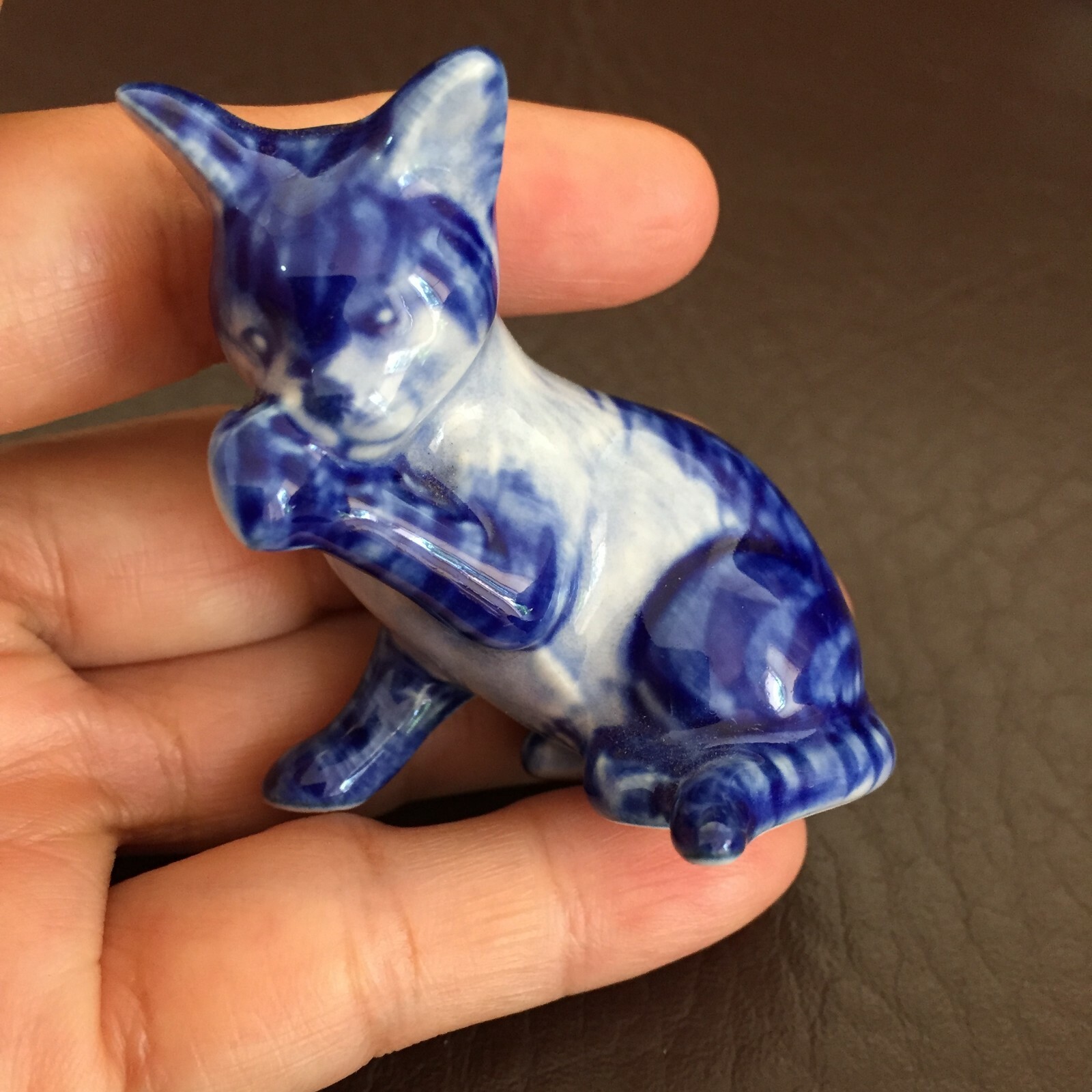 persian cat delft blue ceramic porcelain 1pc miniature other variation figurine