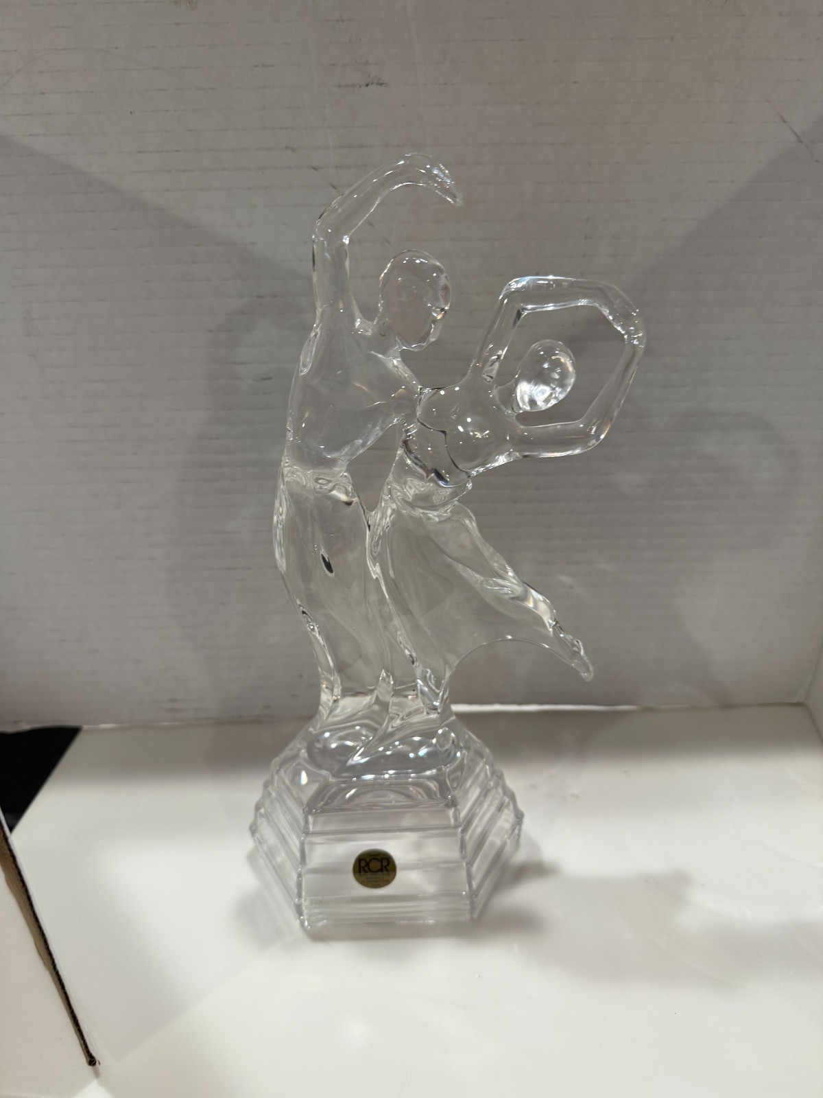 Vintage ballet dancer COUPLE crystal clear art glass Figurine RCR Italy