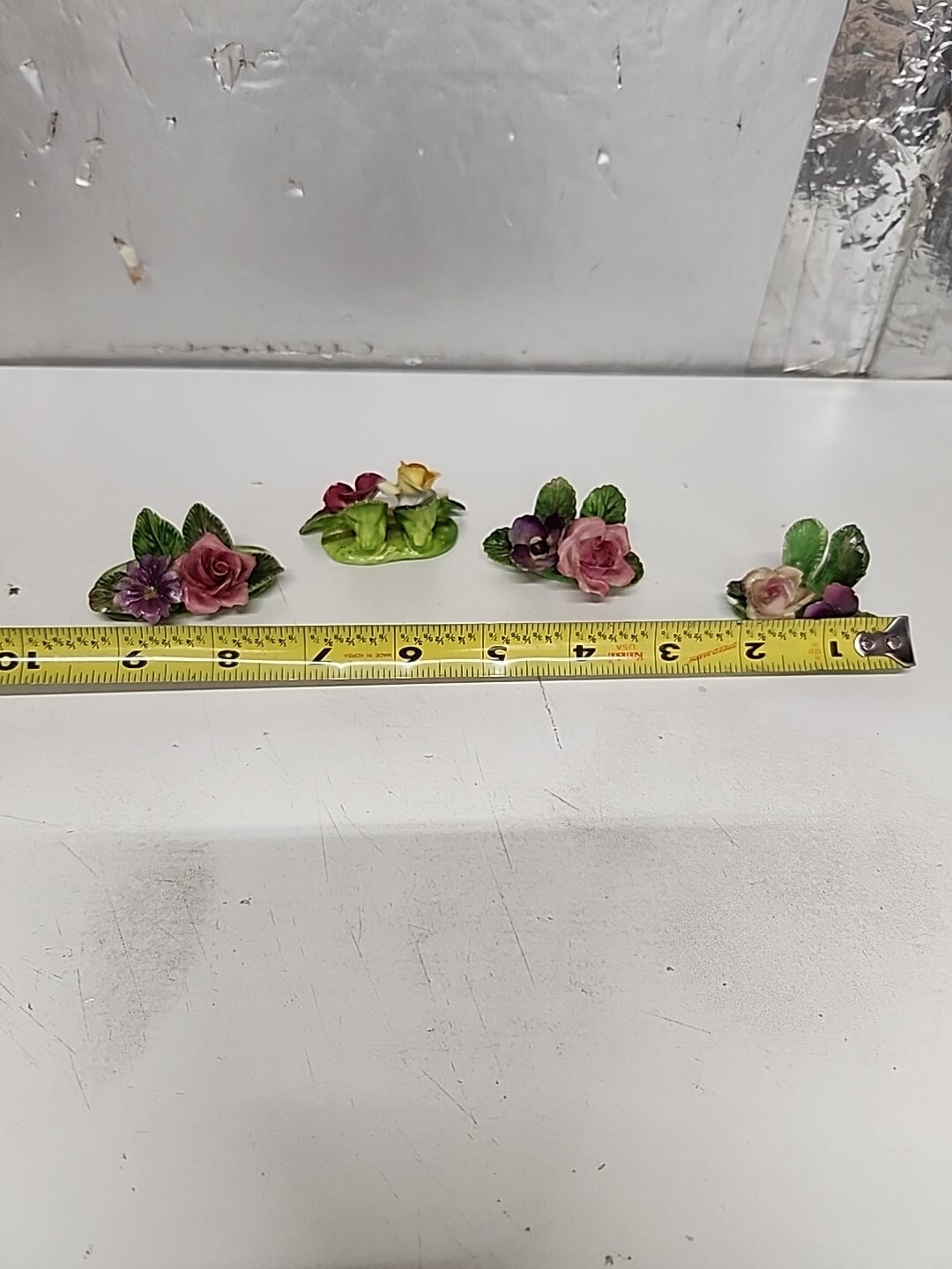 Lot of 4 Vintage Miniature Staffordshire Crown Fine Bone China Flowers