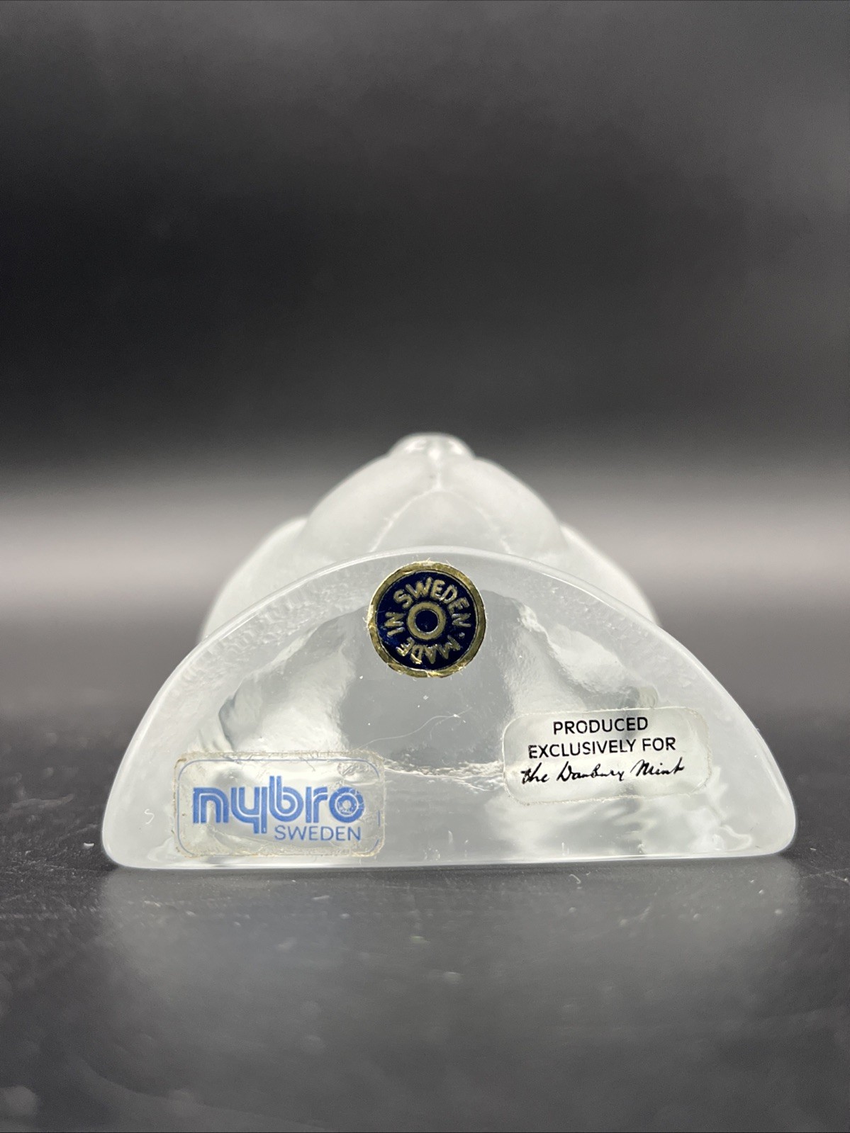 Nybro Sweden Frosted Glass Cat Paperweight Figurine
