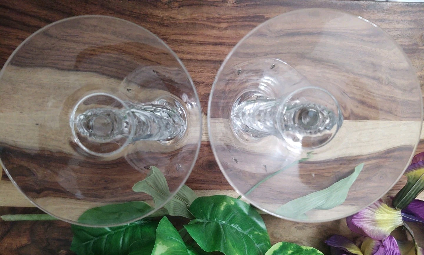 Pair of Fostoria Baroque Flame Cut Crystal Candleabra Candle Sticks Holders 2484