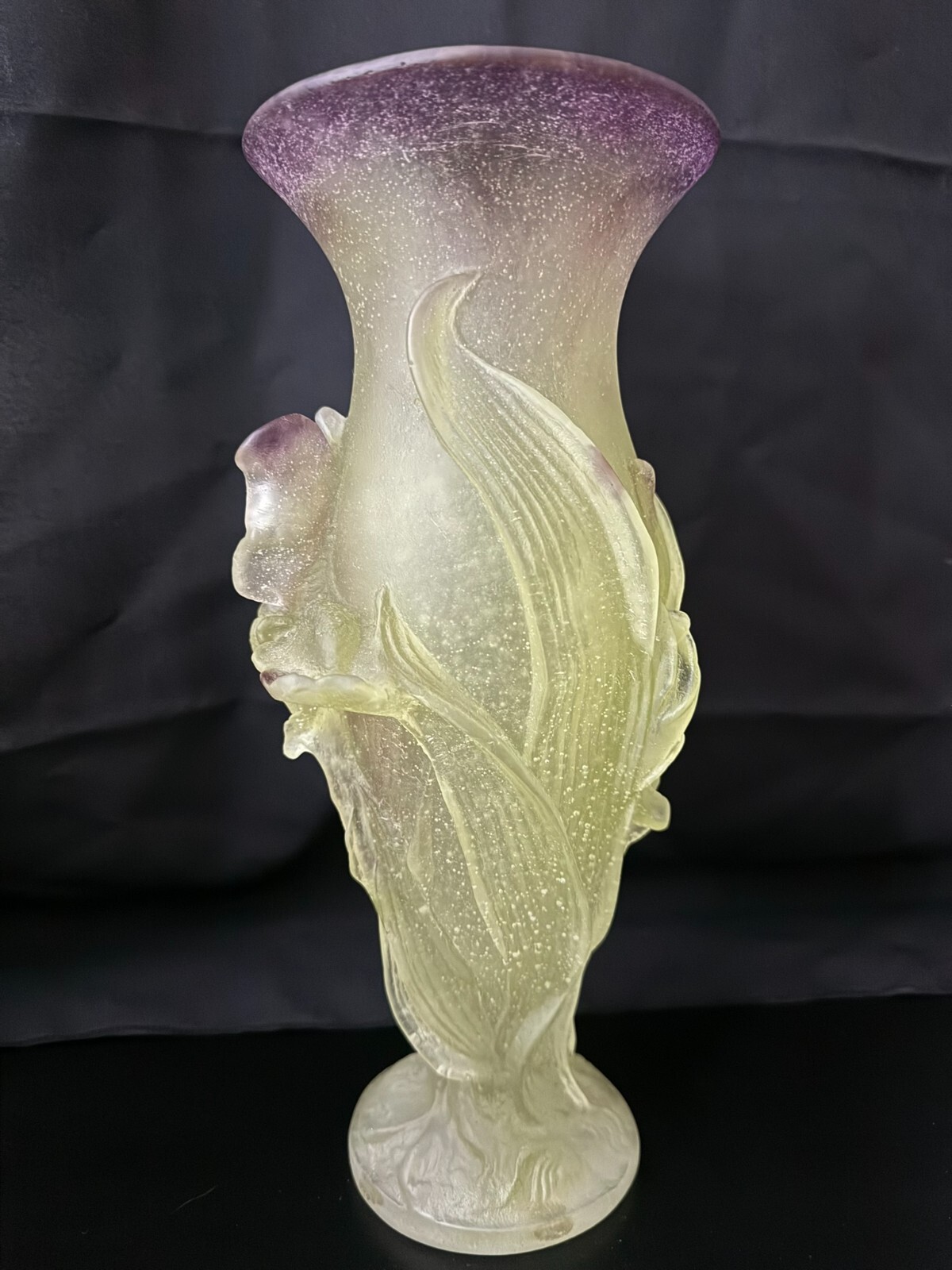Cristallerie Daum France – Beatiful Crystal Iris Vase – Flawless/Stunning
