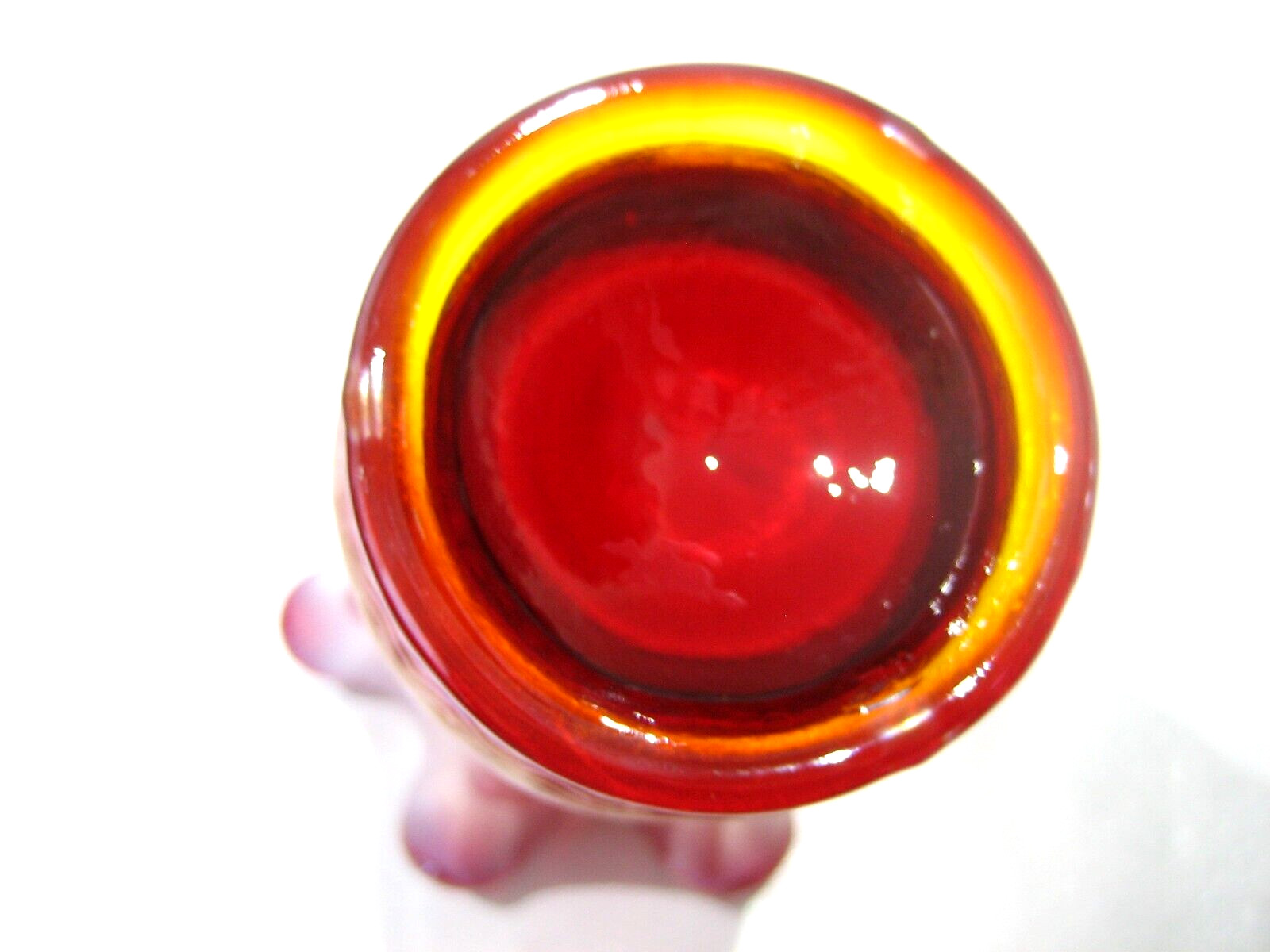 Fenton Iridescent Stretch Glass Ruby Red Vase 100 Years 2005 Label