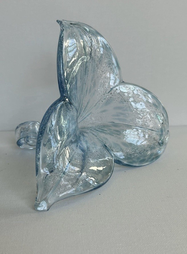 Vintage Murano Glass Blue Flower Tabletop Spiral Stem Italy
