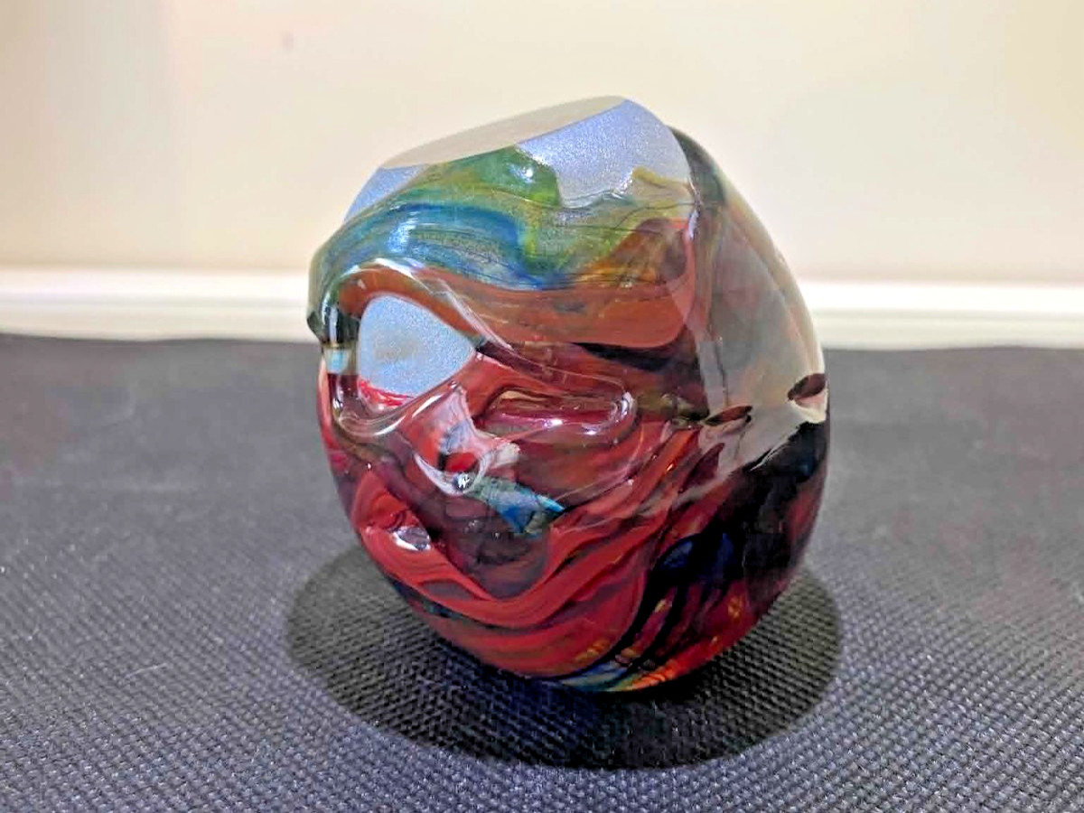 VTG Tom Chapman 1994 Signed Studio Art Glass Paperweight – Multicolor Swirl