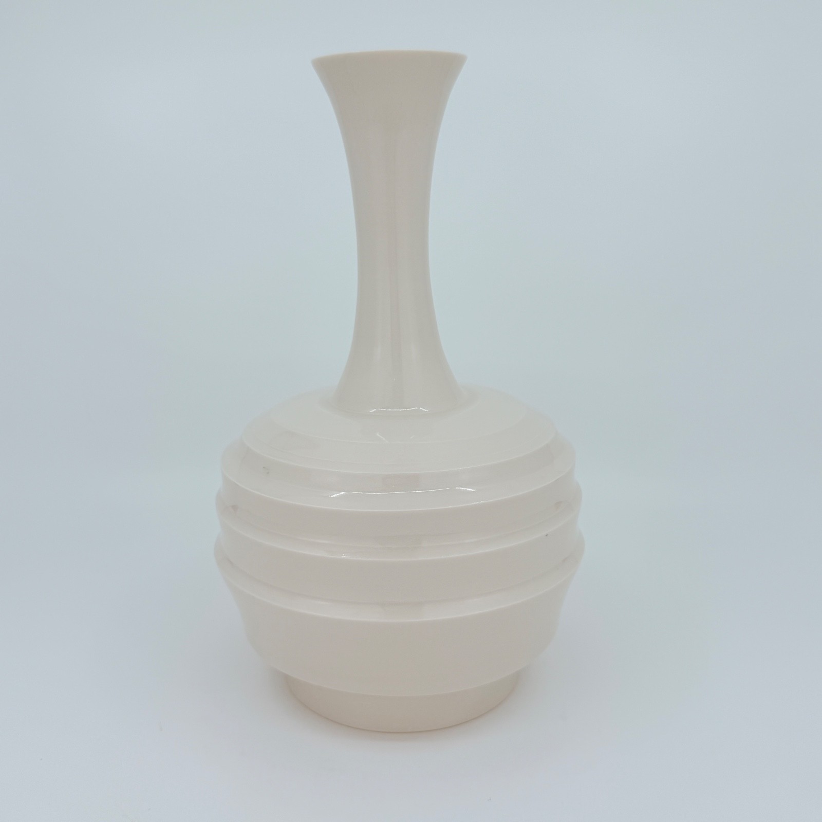Wedgwood Keith Murray Attr Moonstone Ribbed Bottle Vase Globular 10″