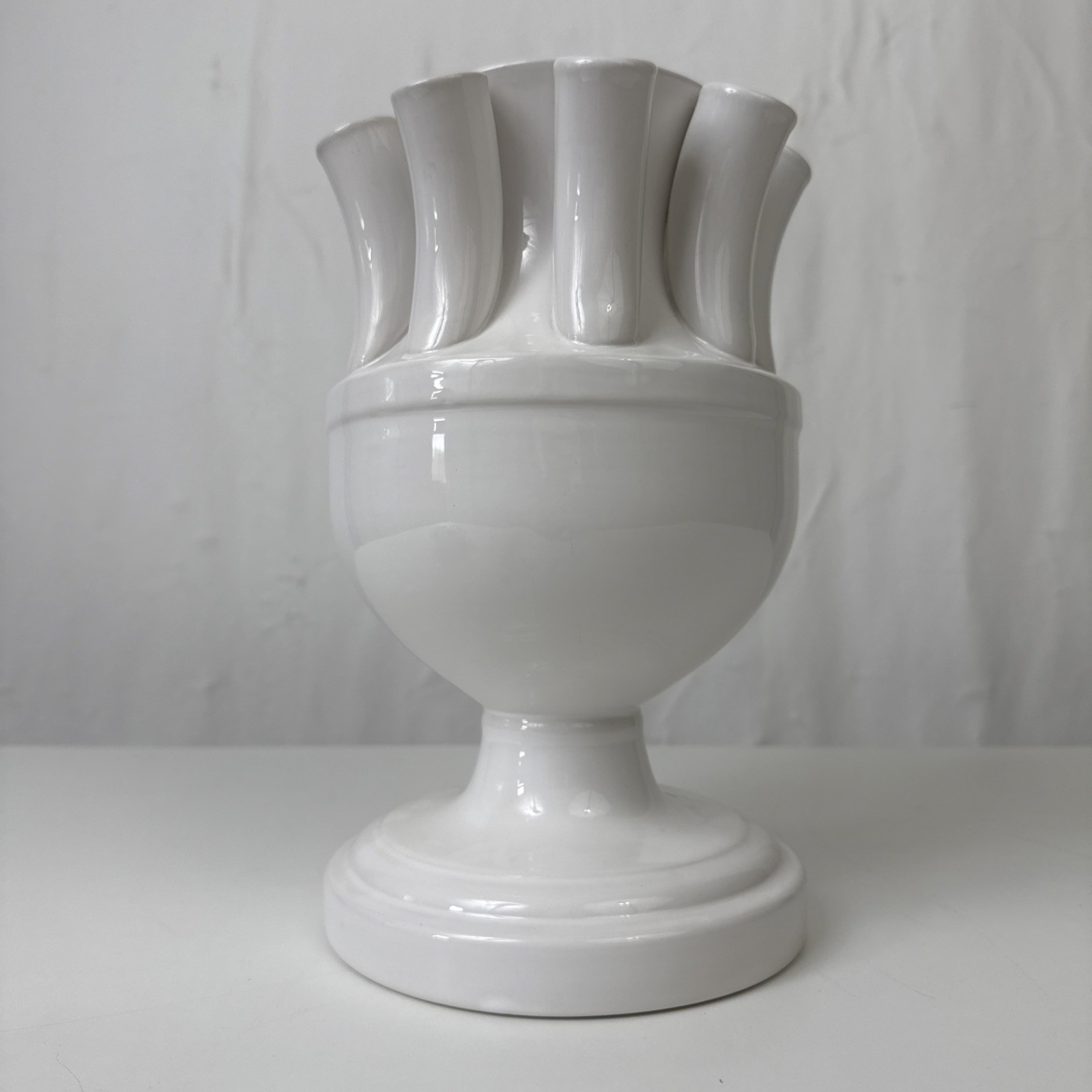 Abigails China White Ceramic Tulipiere Vase, 11.5″ Tall X 7″ Diameter