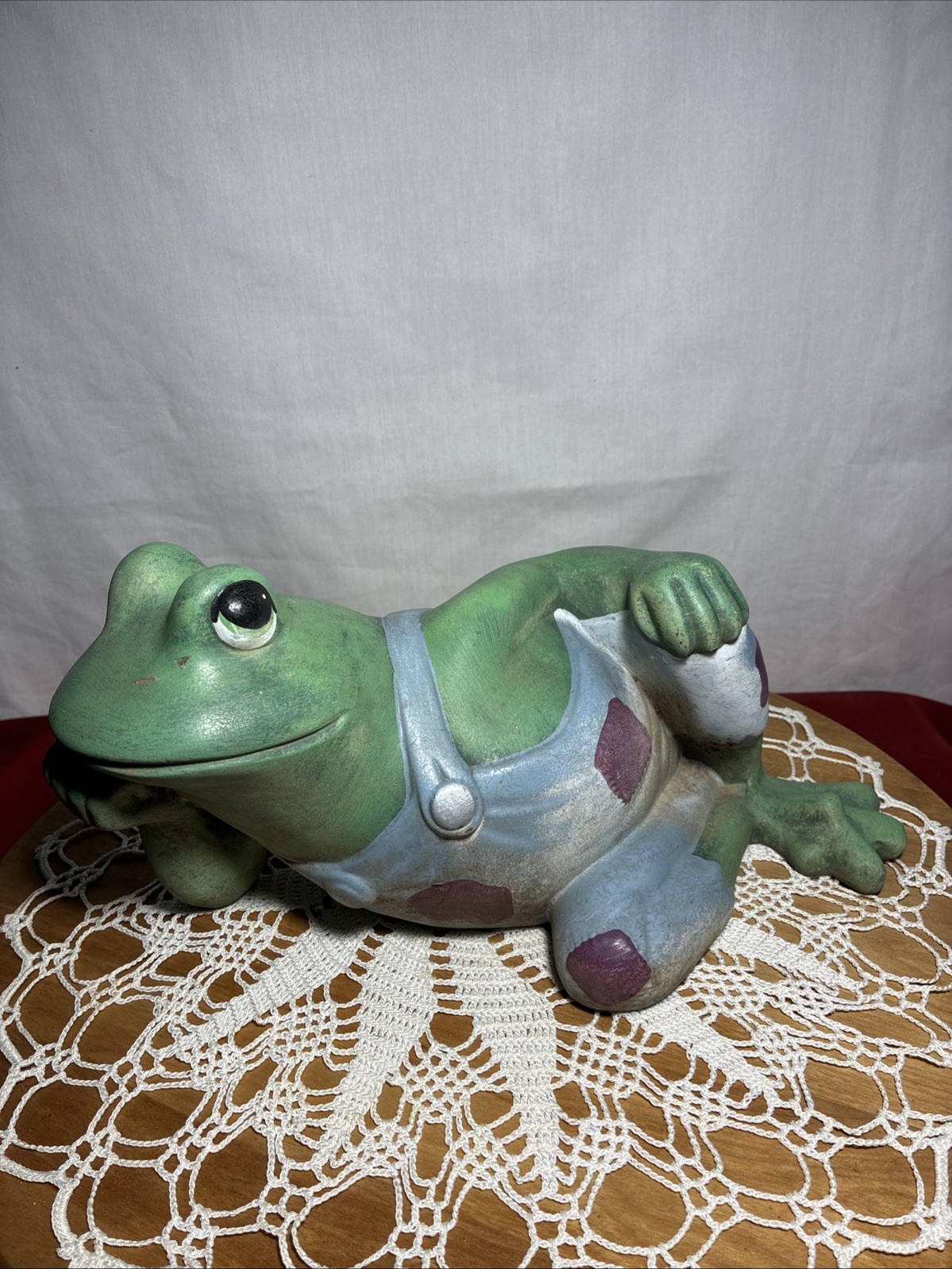 VTG 1960s Ceramic Large Green Hobo Frog Figurine Sculpture 11″x5.5″x5.5