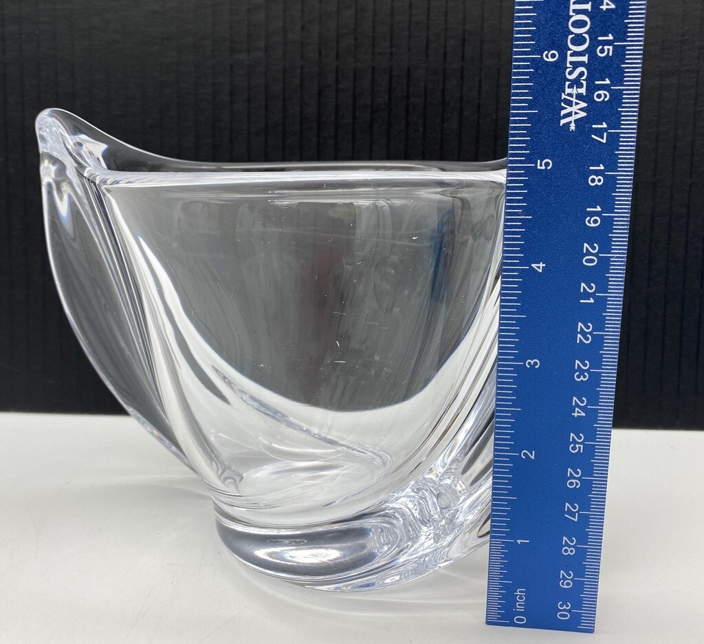 Crystal Vase Bowl Freeform design hand made in France 5 3/4″ high X 7″ across