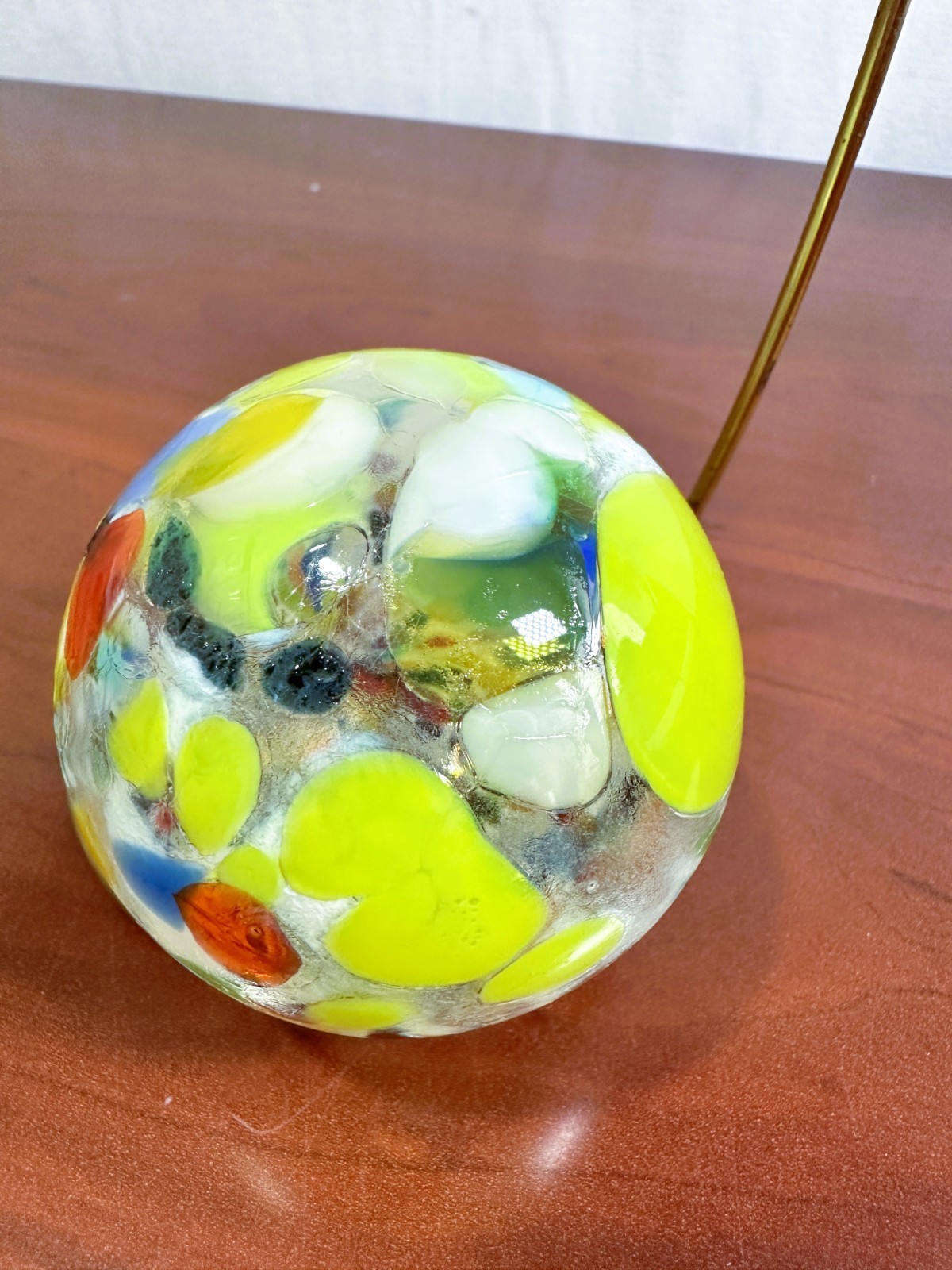 Hand Blown Art Glass Witch Ball Ornament Colorful Rainbow Confetti Speckled