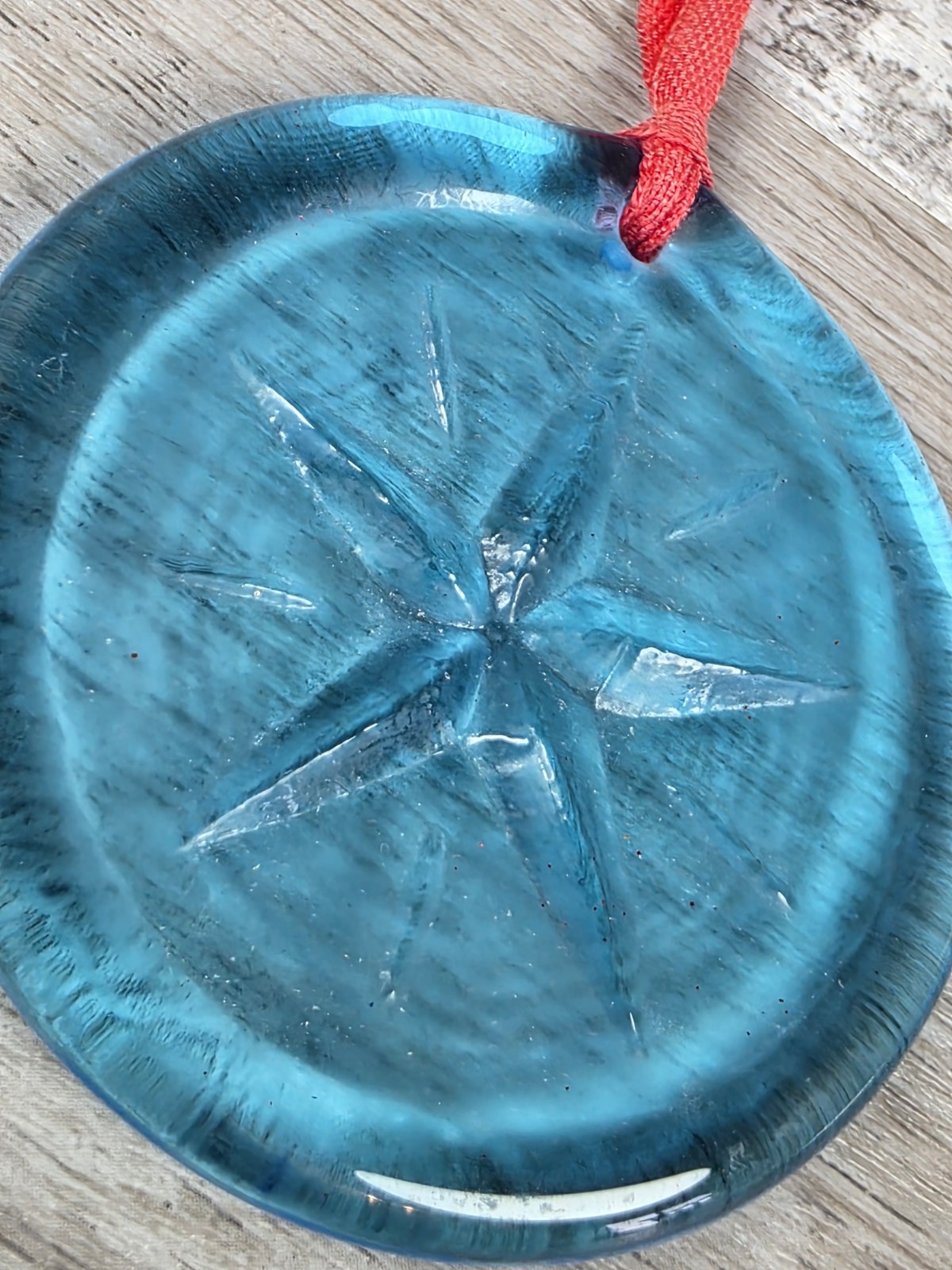 2 Blue Heart Star Suncatcher Medallion Pressed Art Glass 2.5″ Vintage Rare 25c7