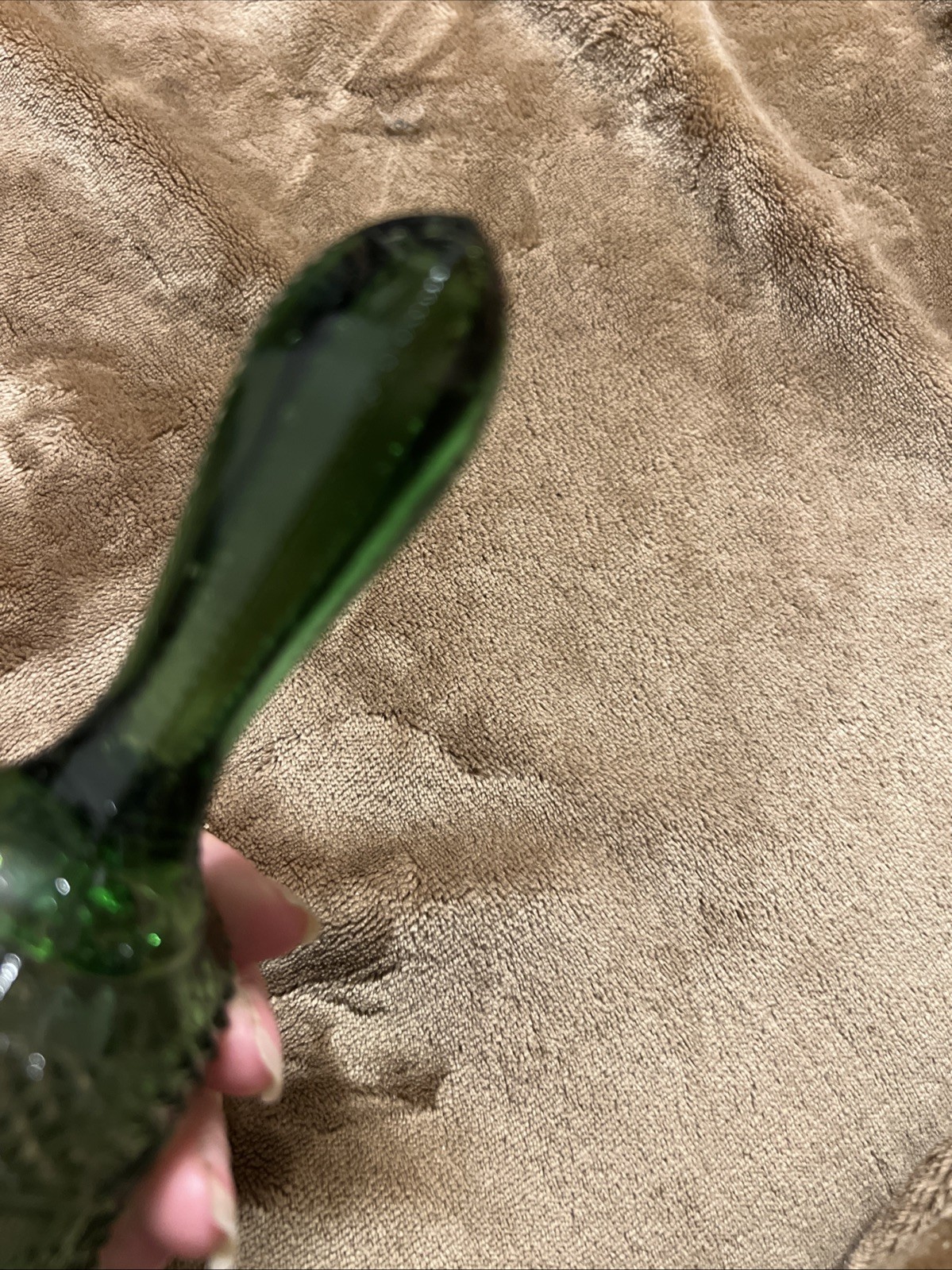 Green Artmark Depression Glass Bell Vintage Diamond Point 6” Hobnail