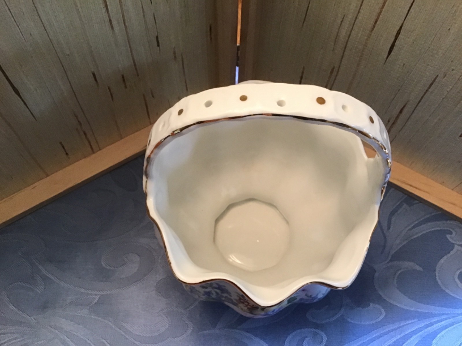 Antique Reflections Porcelain Floral Gold Trim Basket by Godlinger & Co.