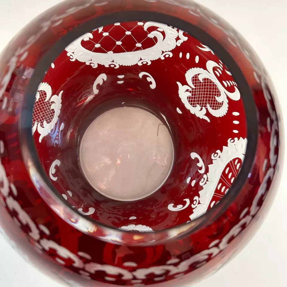 RARE! FENTON ART GLASS RUBY RED LARGE CHRISTMAS HOLIDAY VINTAGE GLOBE VASE BOWL