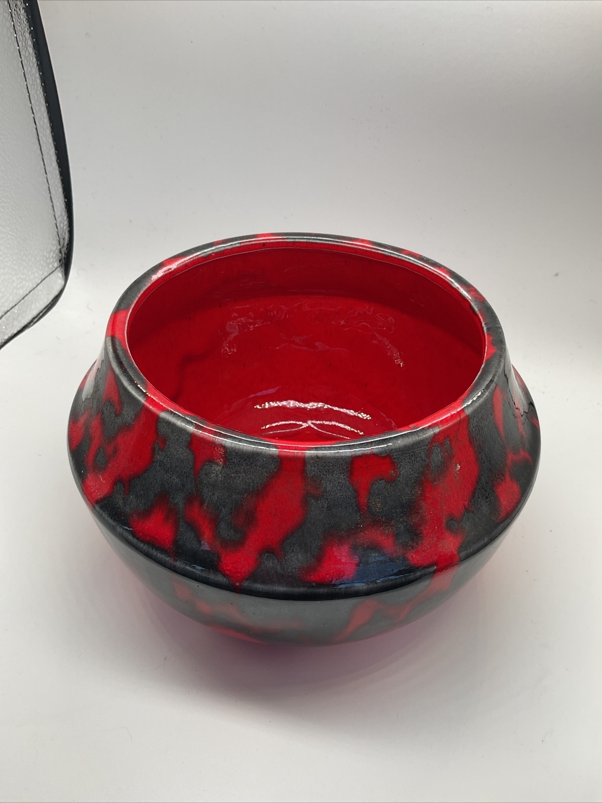 JA Pottery 2MG – Pottery Vase Bowl Pot – Red & Gray – 5” Top Diameter