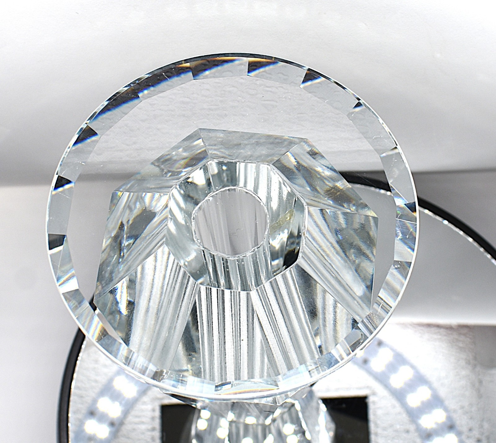 Cut Crystal Vase Art Deco Geometric Panels 1.2 Lbs.