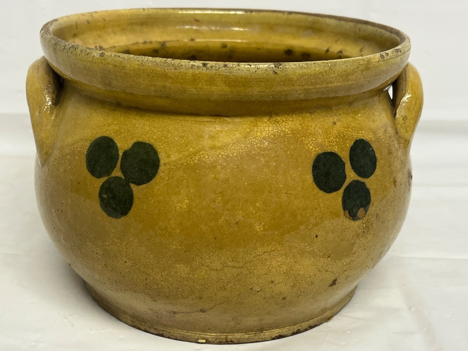 Antique French Alpine Savoie Savoy / Alsace Pottery Decorated 7” Planter Bowl