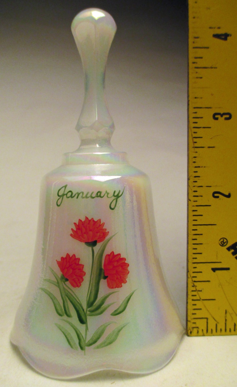 Fenton HP by Martha Reynolds Birthday Flower Petite Bell Carnation for January