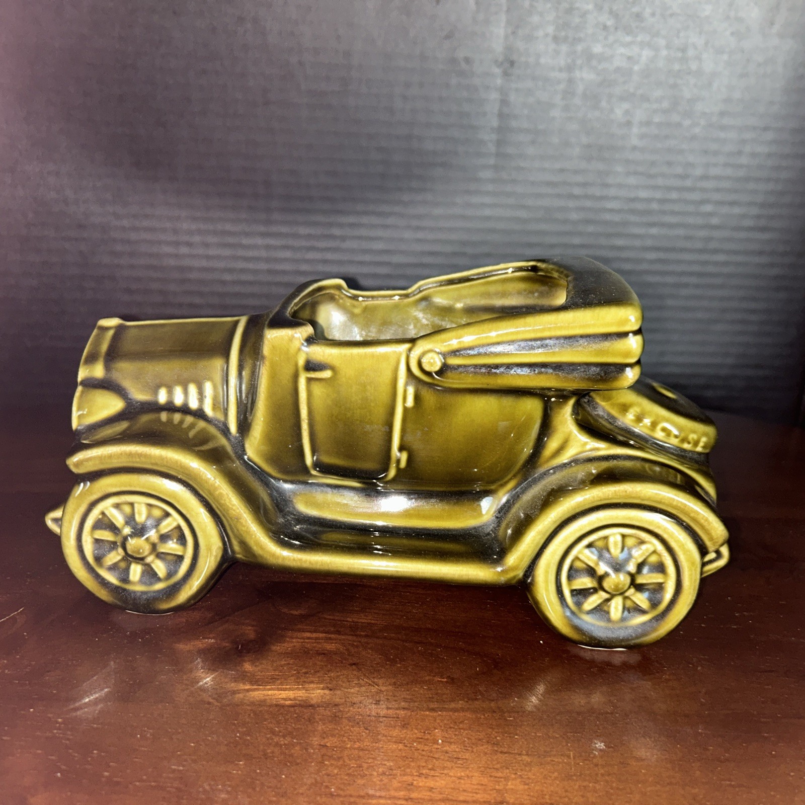 Vtg McCoy Floraline Olive Green Roadster Planter From 1950’s
