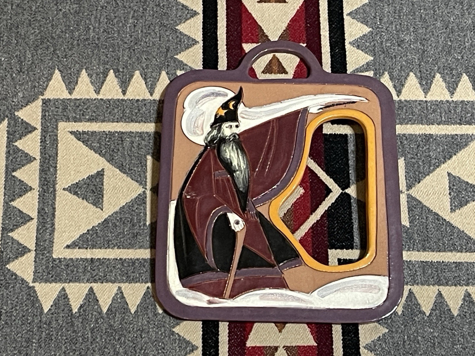 Handmade Wizard Ceramic Tile Medieval Folk Art Wall Decor T46