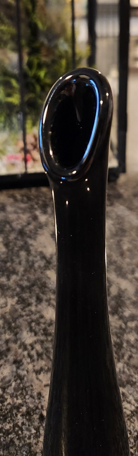 Vintage Fenton Glass Black Swung Pedestal Bud Vase MCM 9 1/4 Inch 1970’s