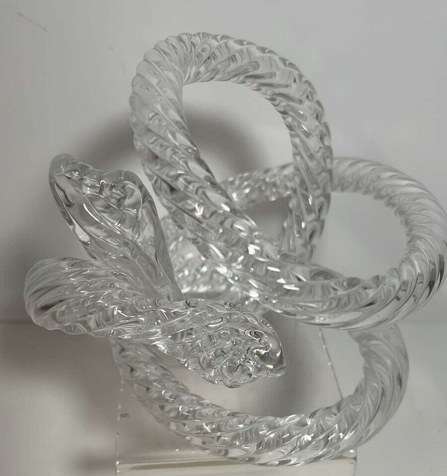 Vtg Clear Glass Textured Snake Ball Home Decor 6” X 7”