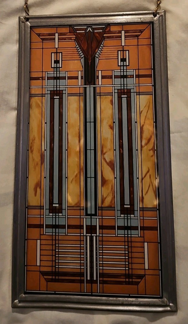 Frank Lloyd Wright Collection Oak Park Bradley Skylight Stained Glass 13″ x 7″