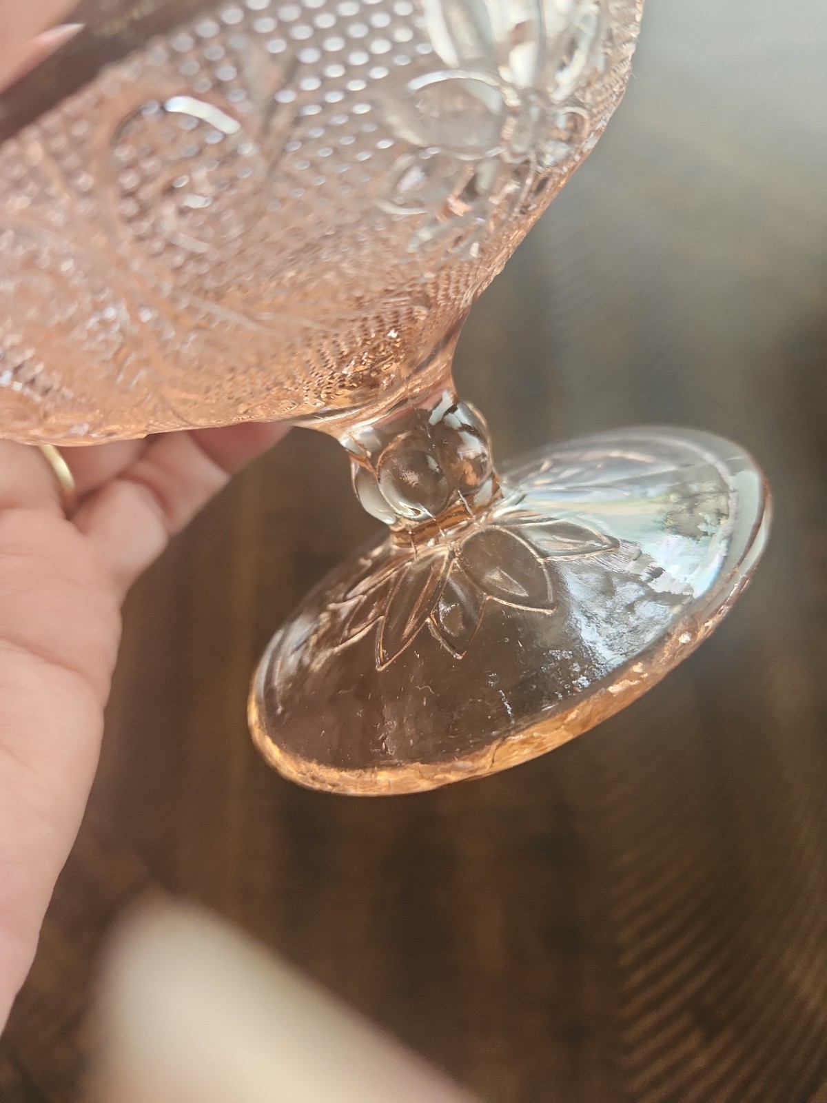 Indiana Sandwich Glass CHANTILLY PINK TIARA FAIRY LAMP Candle Tea Light