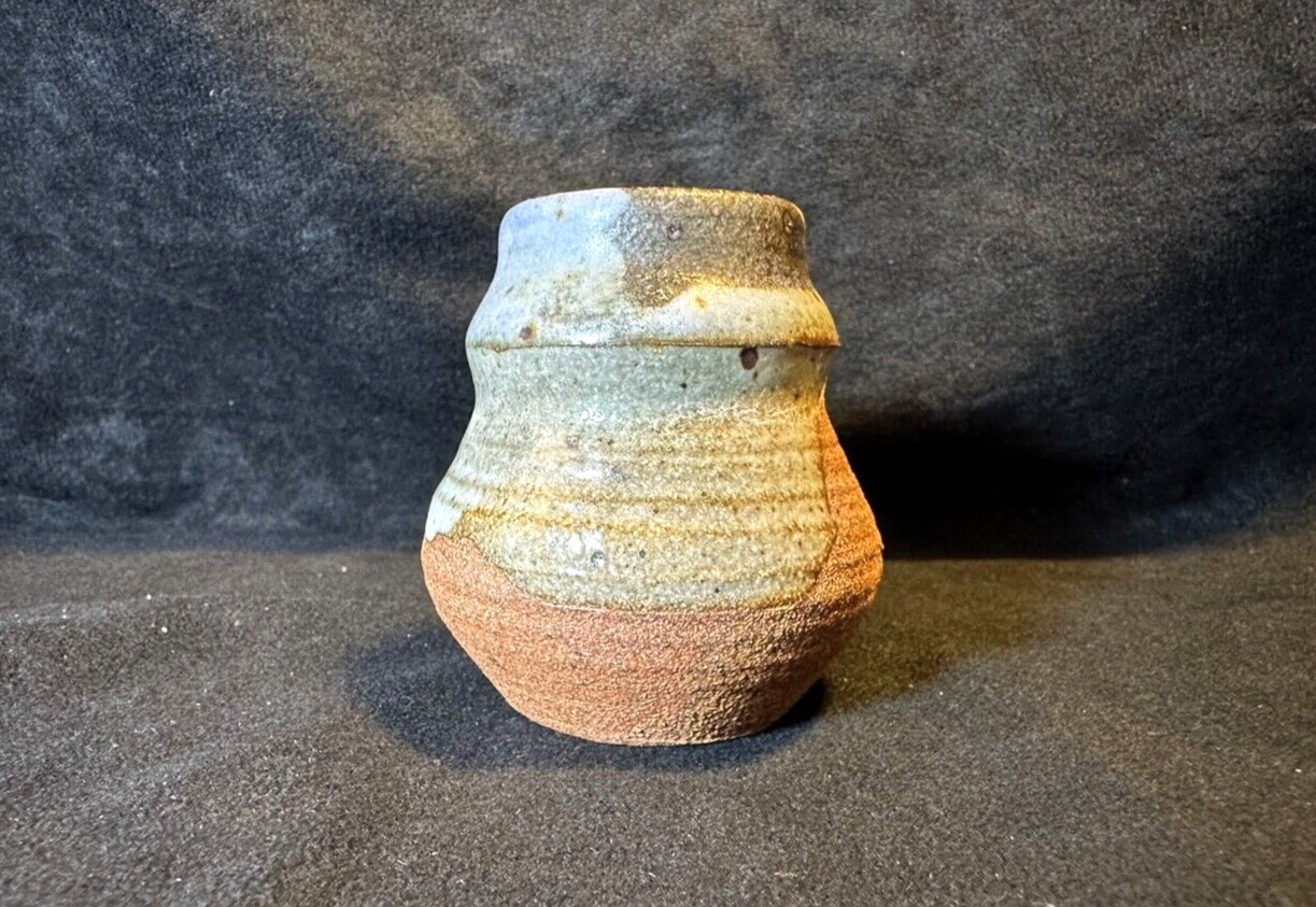 Miniature Stoneware Drip Glaze Vase 2.5 in.