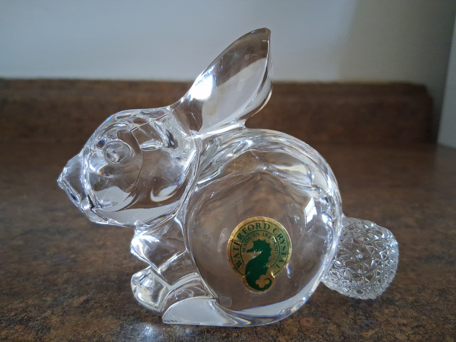 Waterford Crystal Bunny Rabbit Ears Up W/Original Label Artist Signed 2003