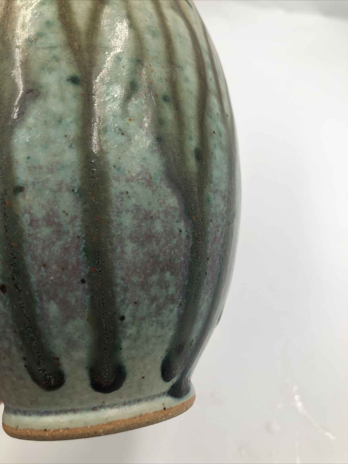 STUNNING JUSTIN TEILHET SIGNED STUDIO POTTERY DRIP VASE Ombre OHIO ARTIST 11.5”