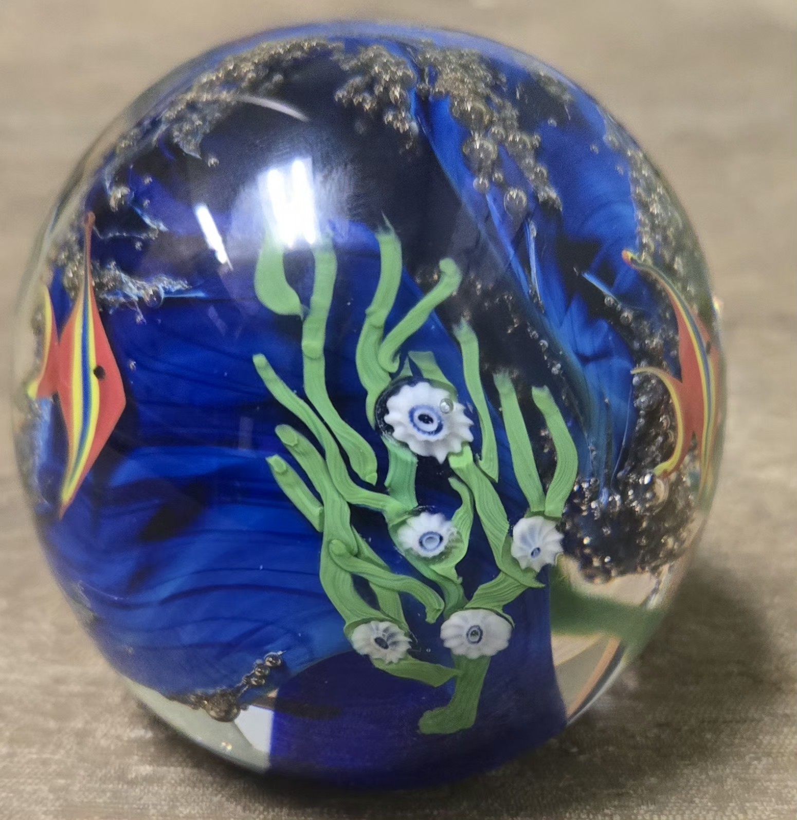 Zellique Studio Art Glass Joseph morel Ocean Angelfish Reef Signed JM 1993