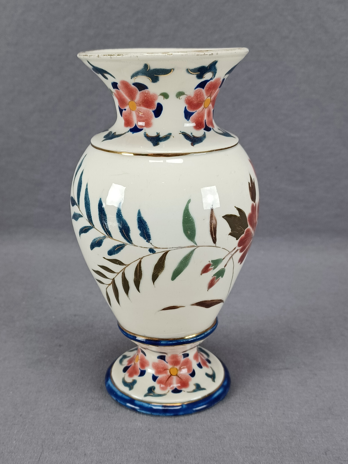 Late 19th Century Adolf Raschka Nesselsdorf Hand Painted Floral Faience Vase