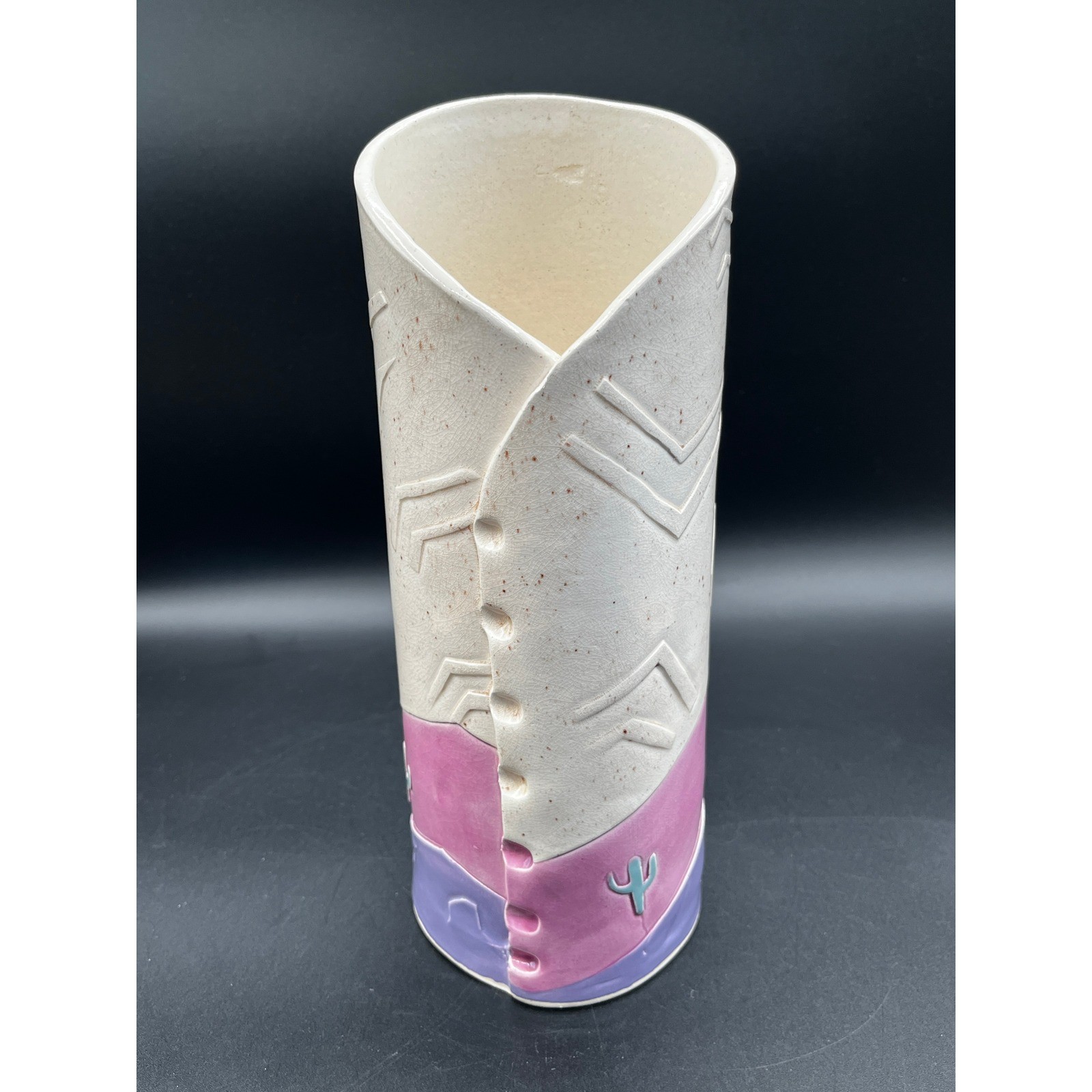 1990 Southwestern Studio Pottery Coyote Moon Vase Signed 10.25″ Barbara Demery