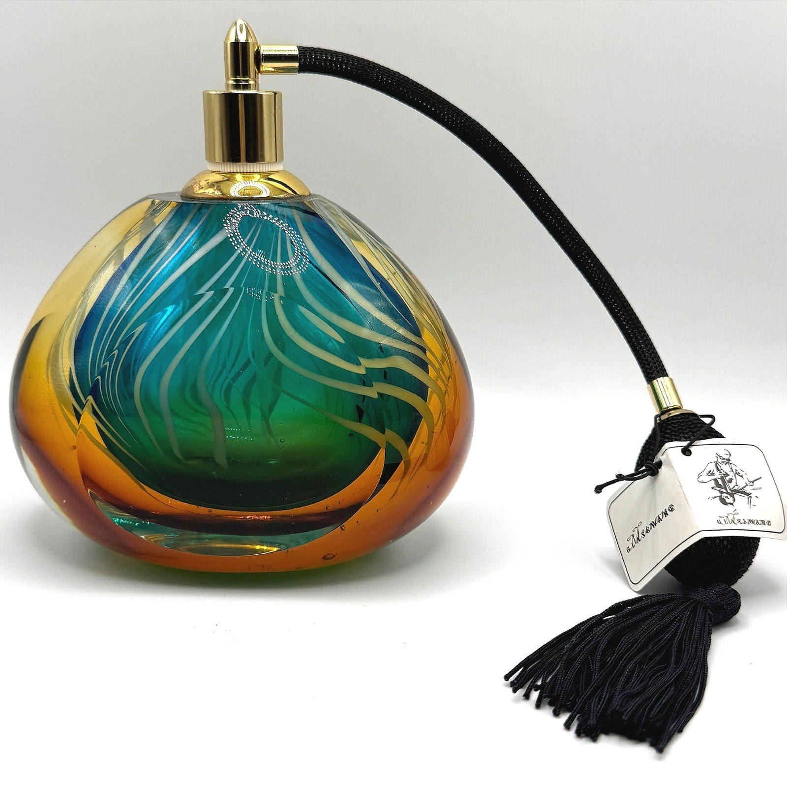 Vintage Murano Art Glass Perfume Atomizer Heavy Hand Blown MCM Vanity Dressing
