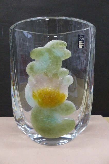 Daum France Pate de Verre CAMEE 33 Flower Vase Crystal Glass H8.8″/22.5cm