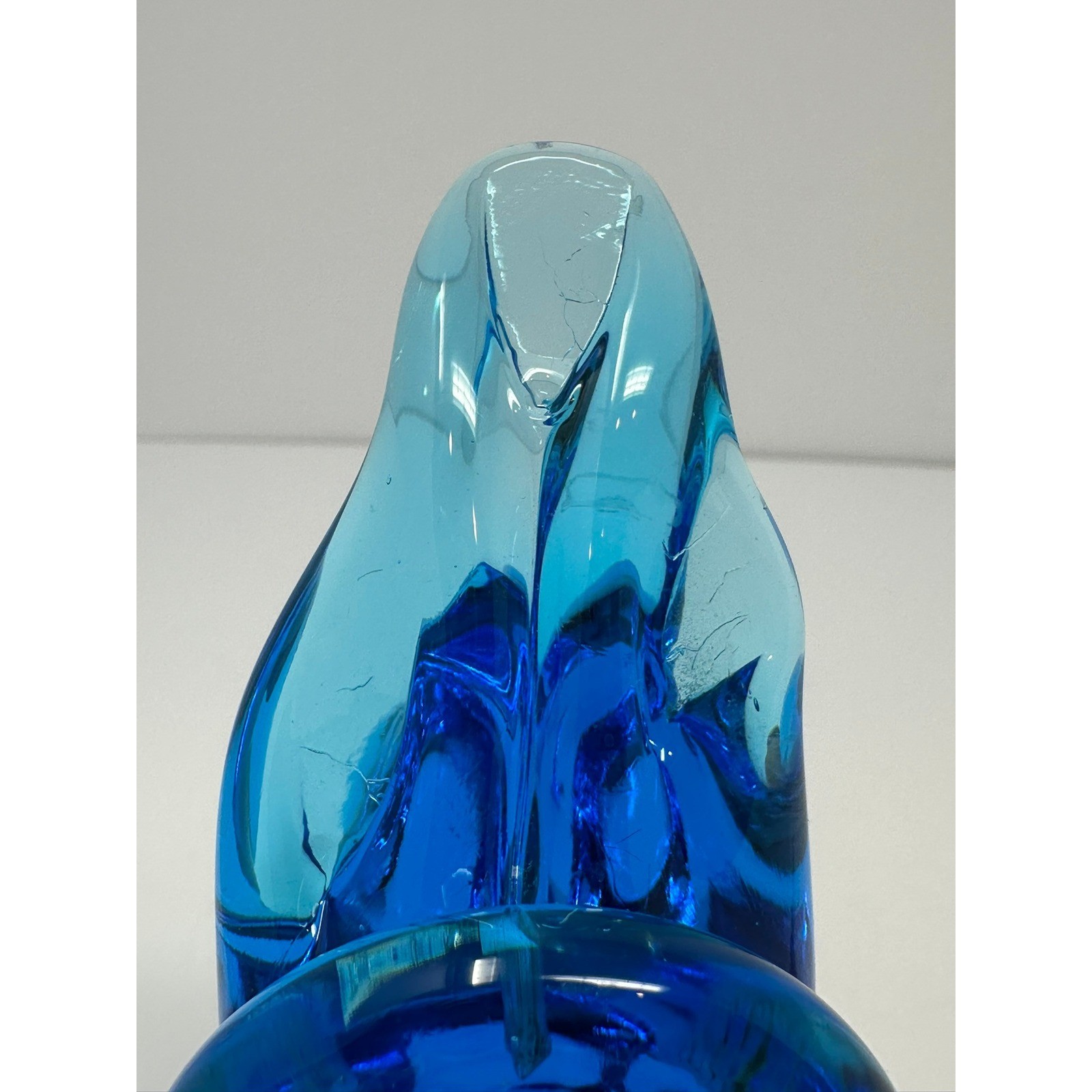 Leo Ward 1992 Bluebird of Happiness Art Glass Figurine Cobalt Blue Bird A1