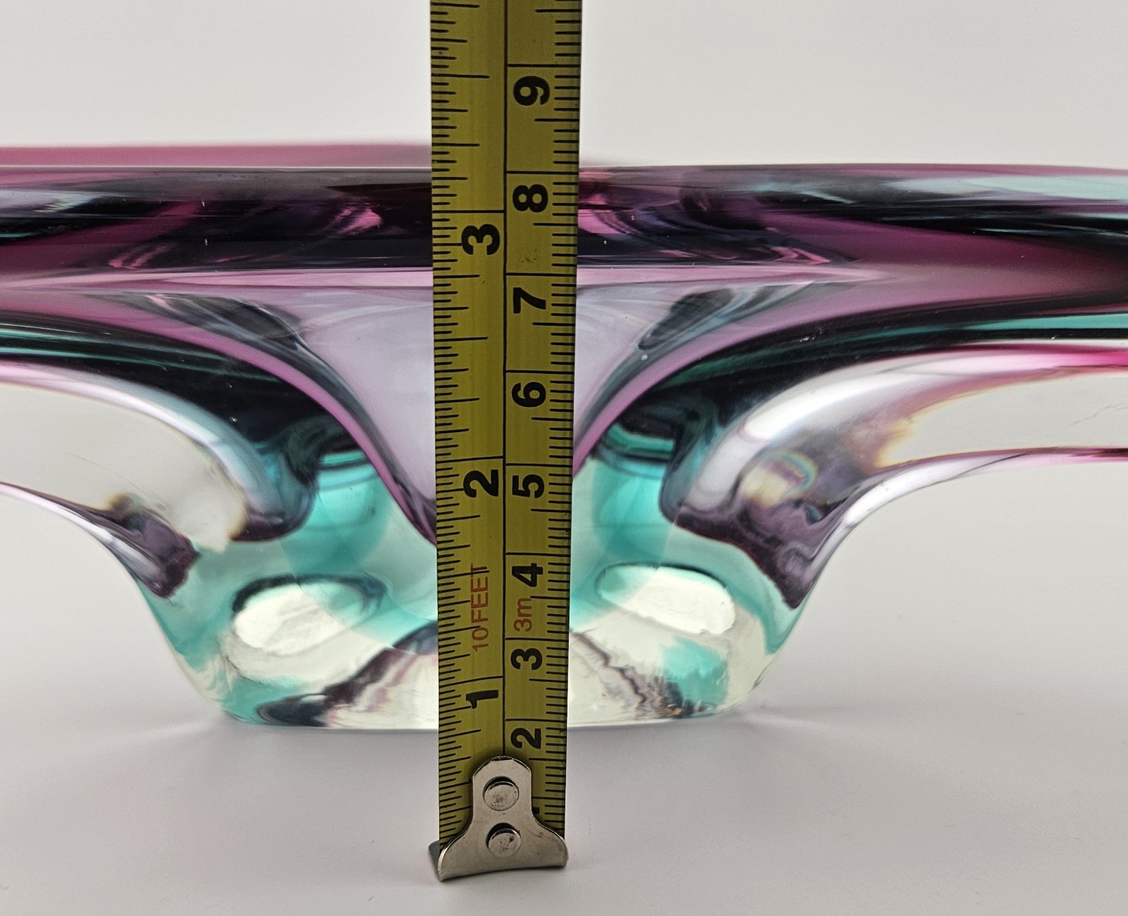Vintage Murano Sommerso Beautiful Art Glass Heavy Geode Ashtray Bowl Dish