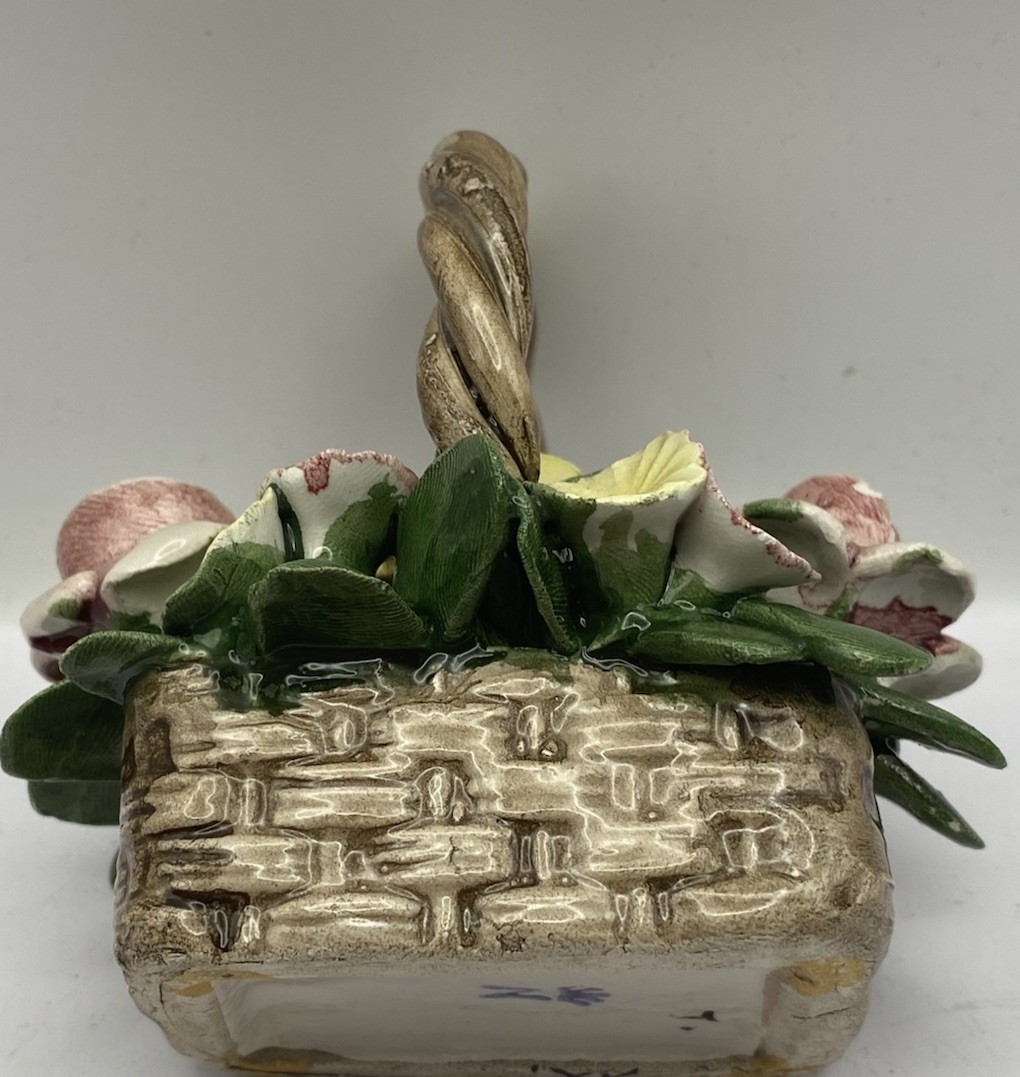 ANTIQUE Late 1700s Early 1800s NUOVA CAPODIMONTE PORCELAIN FLOWER BASKET ITALY