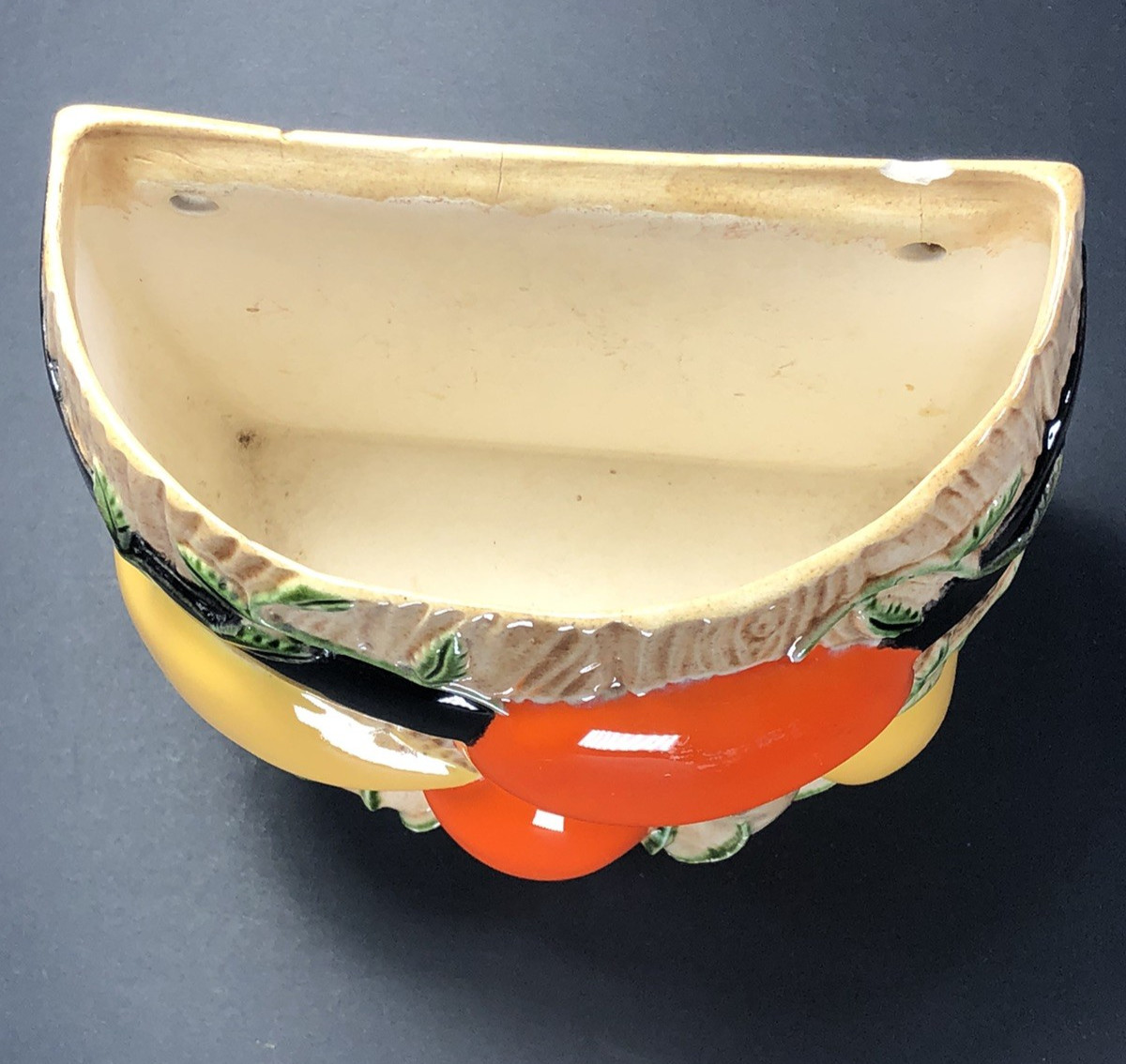 Vintage Ceramic Mushroom Wall Pocket Planter Handmade Pottery Retro 1970’s Decor