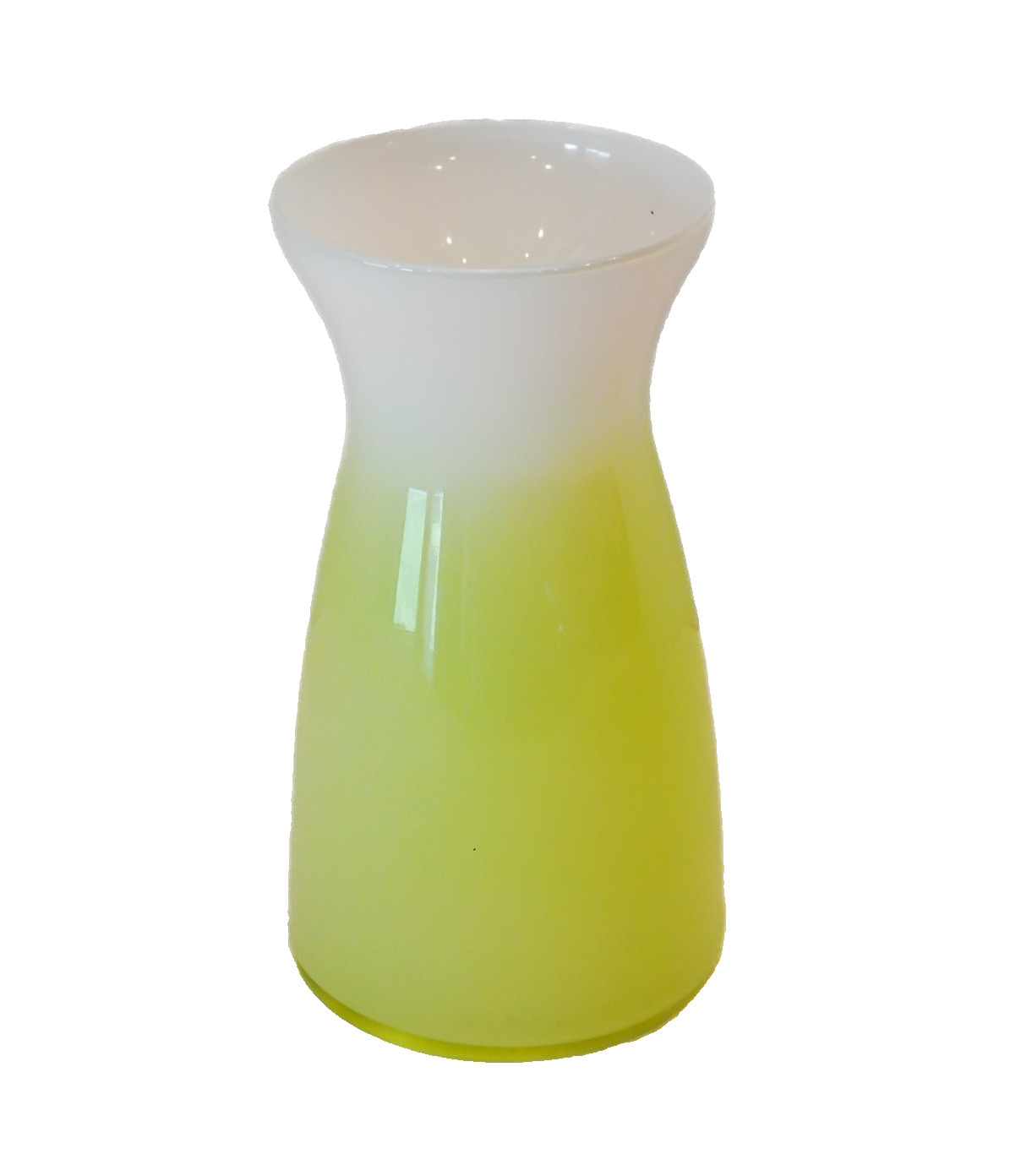 VTG MCM Art Glass Vase Yellow-Green White Ombre Opalescent Hand-Blown 6.5in