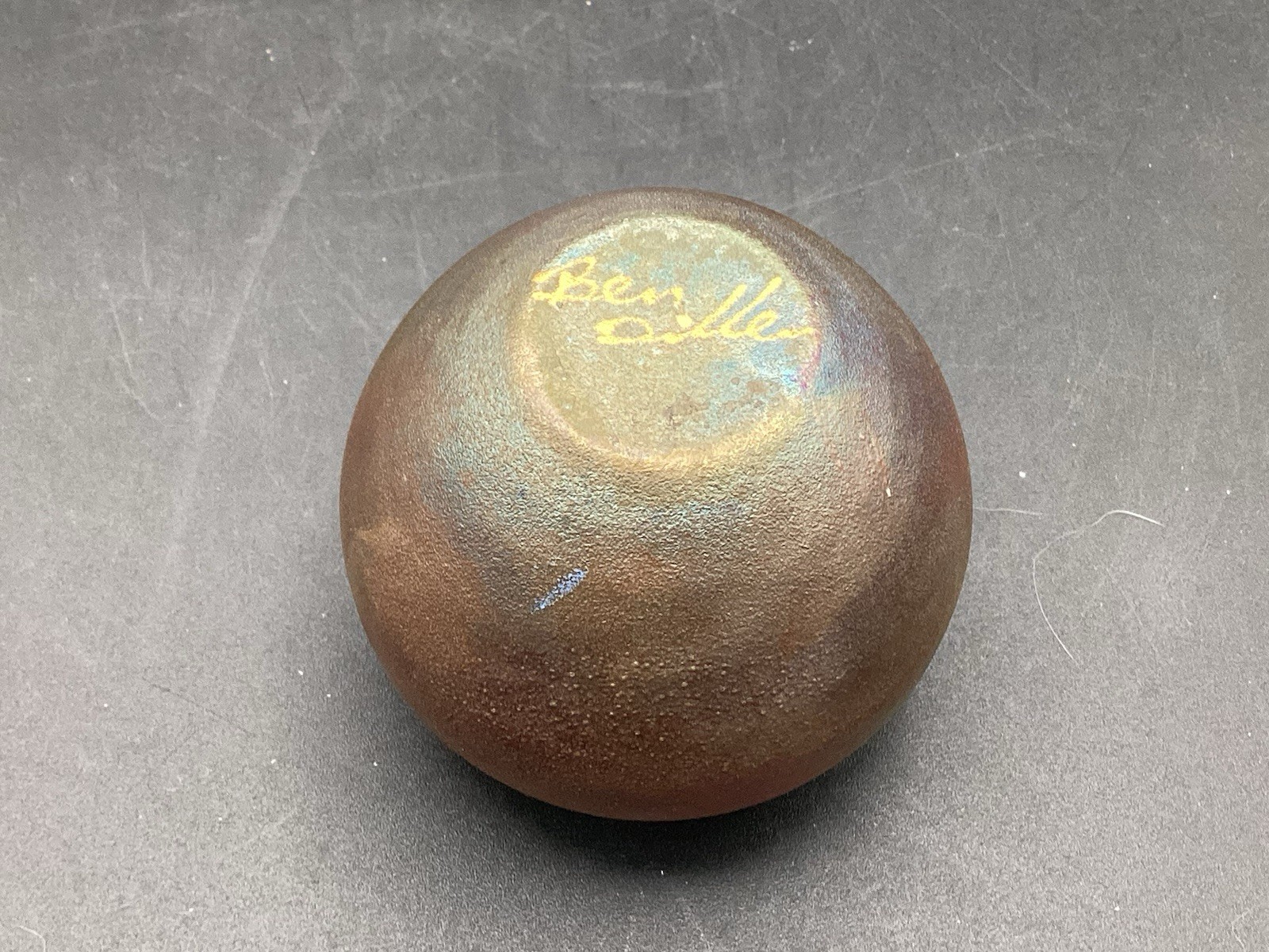 Signed Ben Diller Maui Studio Pottery Raku, 2.25×2.75”