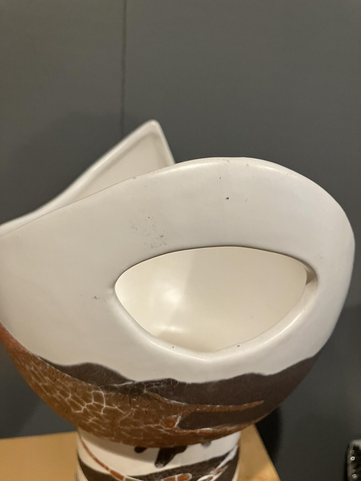 Haeger Art Pottery Vase Earth Wrap Orange and Brown Cream 12″ MCM Style As Is*