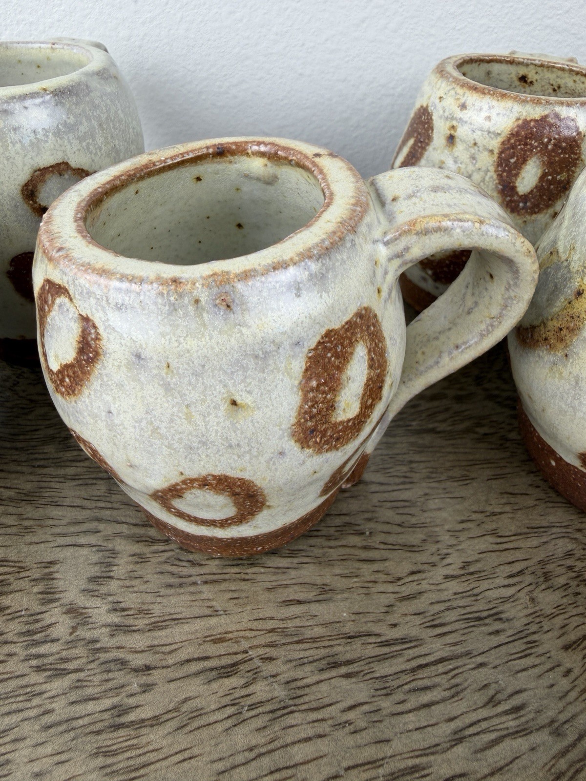 MARK RIGSBY Wood Fired Studio Pottery 5 Pc Mug Set Signed RW Southern Stoneware