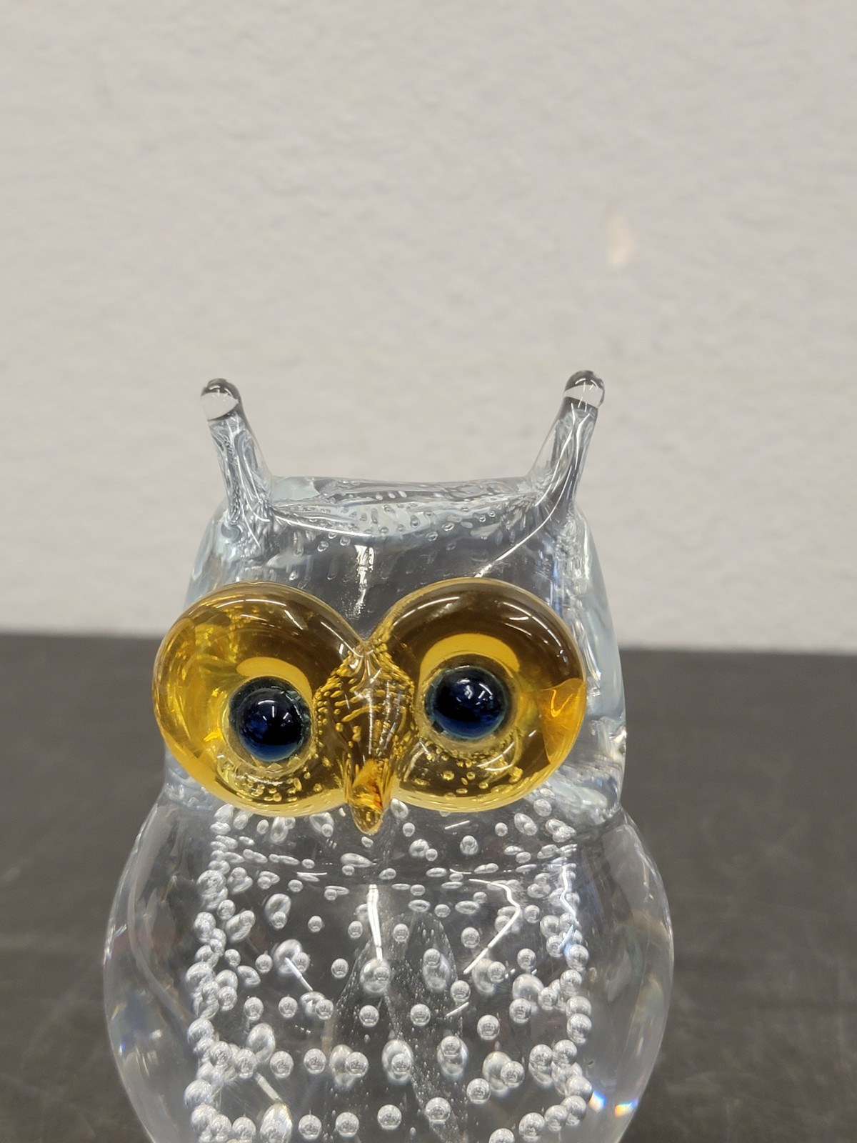 Bubbles Crystal Owl Paperweight Signed