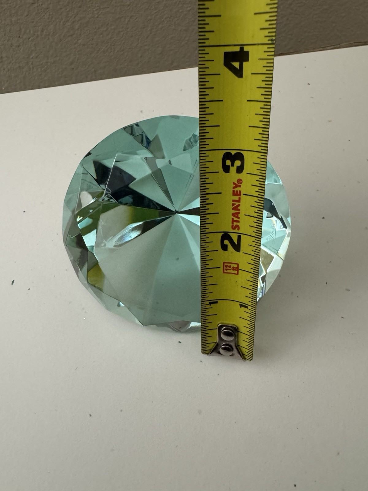 Rosenthal Crystal Paperweight Diamond Cut Faceted Turquoise In Box